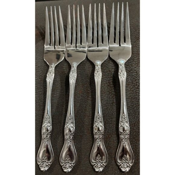 11 Pcs Vtg Rogers Precious Roses 4 Dinner 3 Salad Forks 4 Knives Korea Rose - Picture 2 of 4